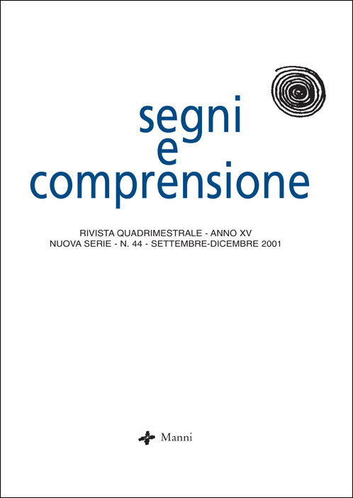Segni e Comprensione n 44 2001 - Cover