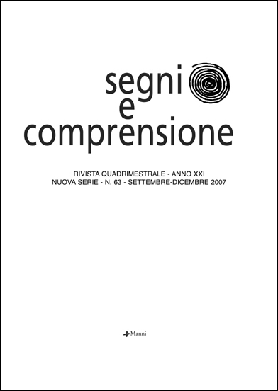 Segni e Comprensione n 63 2007 - Cover